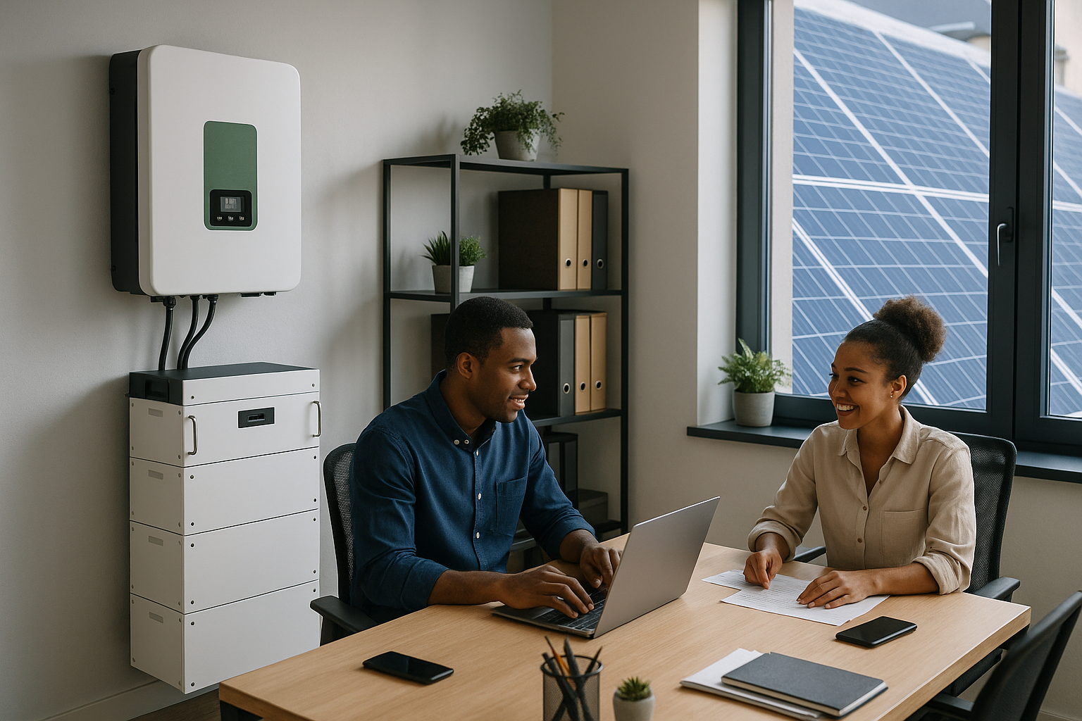 Professional team working on solar solutions